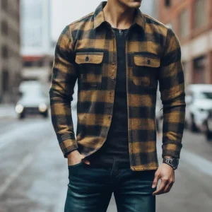 Men's Brown Check Flannel Shirt