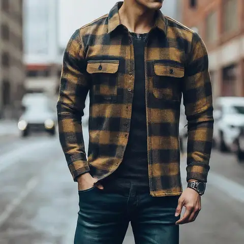 Men's Brown Check Flannel Shirt