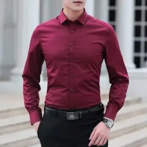 Men's Maroon Formal Shirt